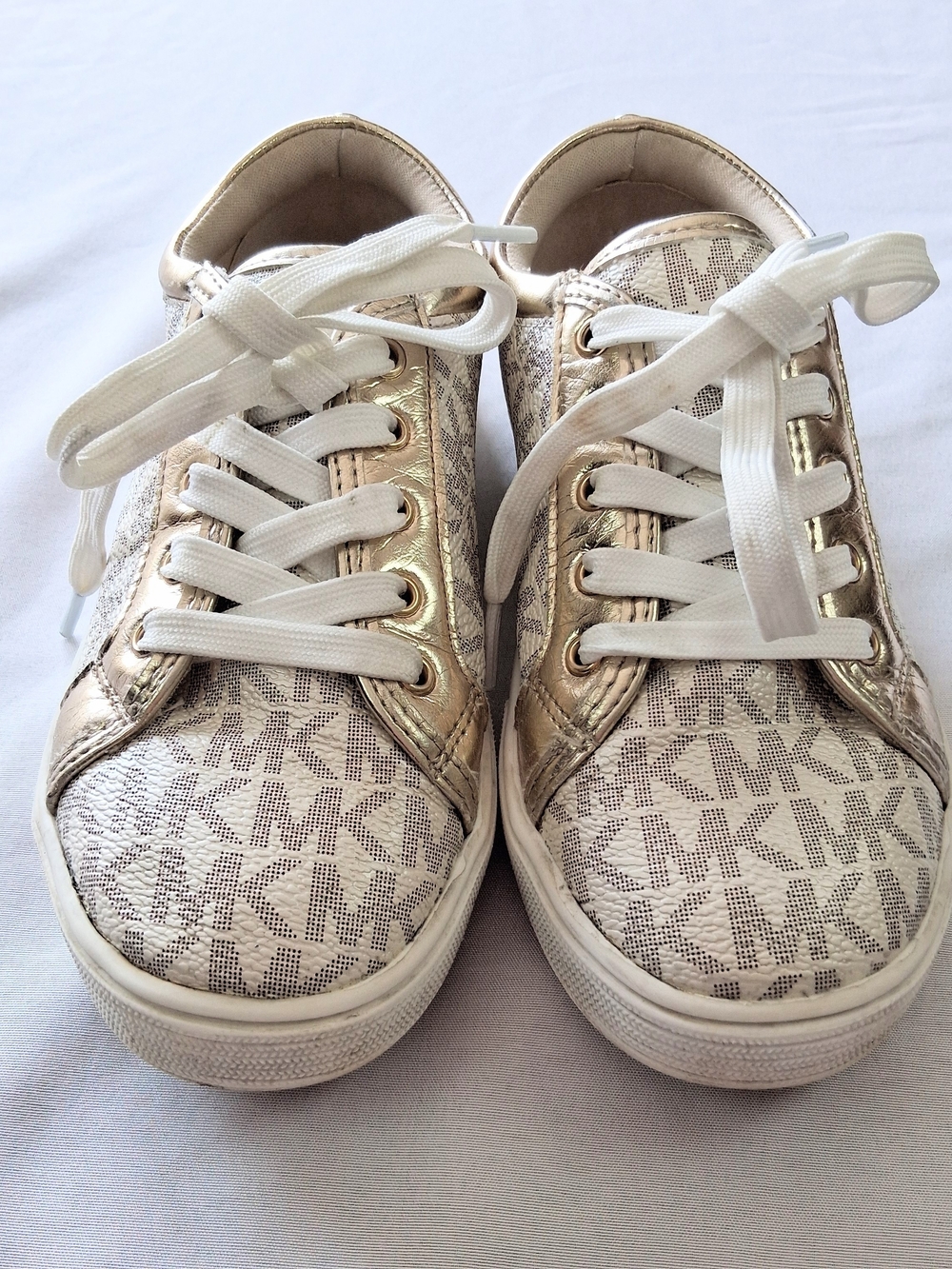 Michael Kors Kids' Gold Logo Lace-Up Sneakers Size 13